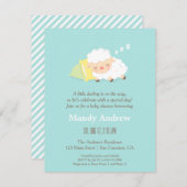 リトルラムブルーベビーシャワーパーティの招待状 招待状 (正面/裏面)