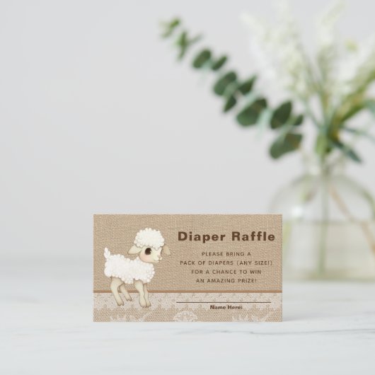 リトルラムベビーシャワーおむつラッフルエンクロージャー エンクロージャーカード (スタンド正面)