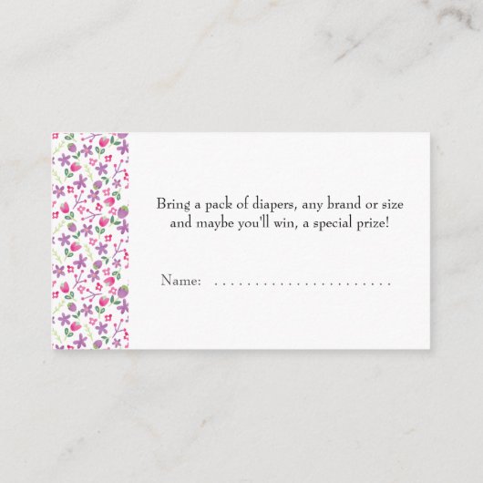 リトルラムベビーシャワーおむつラッフルフローラ エンクロージャーカード (裏面)