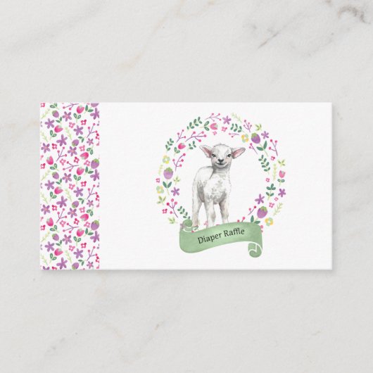 リトルラムベビーシャワーおむつラッフルフローラ エンクロージャーカード (正面)