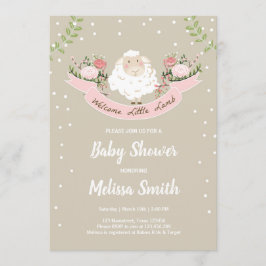 リトルラムベビーシャワー招待状ピンク春 招待状