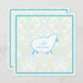 リトルラムベビーシャワー招待状|青 招待状 (正面/裏面)