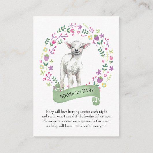 リトルラムベビーシャワー水の色の本ベビー エンクロージャーカード (正面)
