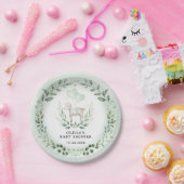 リトルラム春グリーンベビーシープシャワー ペーパープレート (パーティー)