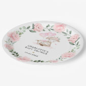 リトルラム赤面ピンクフローラグリーナリーベビーガール ペーパープレート (アングル)