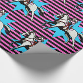 リトルランニング女性のカーボーイの馬どんな場合でも ラッピングペーパー (角)