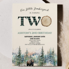 リトルランバージャックベアーグリーン誕生日パーティー 招待状