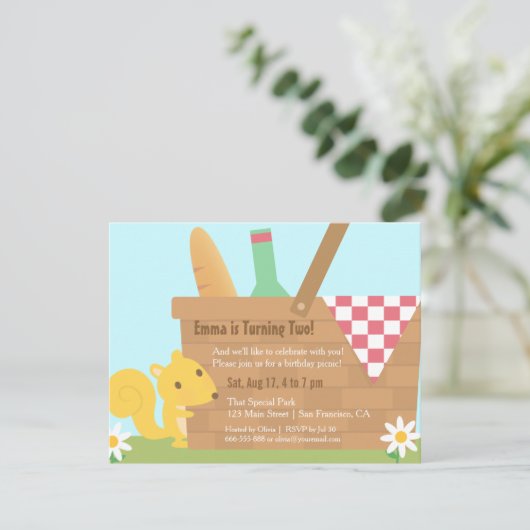 リトルリスパークピクニック子供の誕生日パーティー 招待状 (スタンド正面)