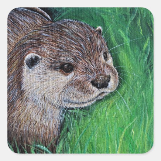 リトルリバー絵画オッター スクエアシール (正面)
