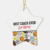 リトルリーグスポーツベストコーチエバースターおもしろい セラミックオーナメント (左)