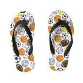 リトルリーグスポーツボールカラフルキッズおもしろい キッズビーチサンダル (フットベッド)