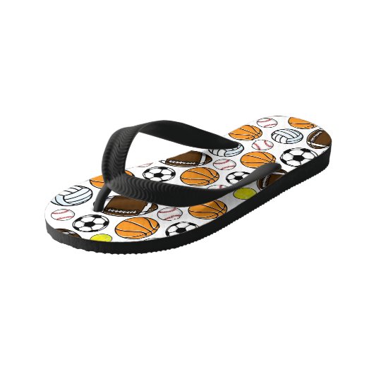 リトルリーグスポーツボールカラフルキッズおもしろい キッズビーチサンダル (アングル)