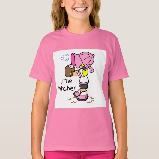リトルリーグ投手 女子 野球Tシャツ ギフト Tシャツ (正面)