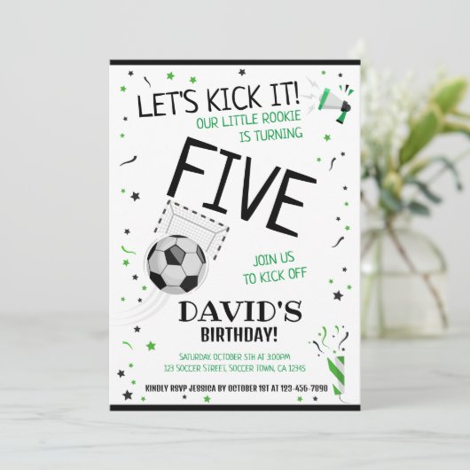 リトルルーキーそれを蹴ろうブラックサッカー誕生日 招待状 (スタンド正面)