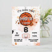 リトルルーキーサッカーネイビーオレンジボーイズ誕生日 招待状 (スタンド正面)