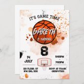 リトルルーキーサッカーネイビーオレンジボーイズ誕生日 招待状 (正面/裏面)