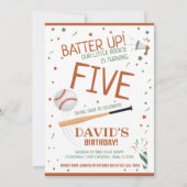 リトルルーキーバッターアップブラウン野球誕生日 招待状 (正面)