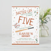 リトルルーキーバッターアップブラウン野球誕生日 招待状 (スタンド正面)