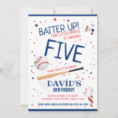 リトルルーキーバッターアップブルーベースボール誕生日 招待状 (正面)