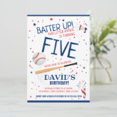 リトルルーキーバッターアップブルーベースボール誕生日 招待状 (スタンド正面)