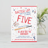 リトルルーキーバッターアップレッドベースボール誕生日 招待状 (スタンド正面)