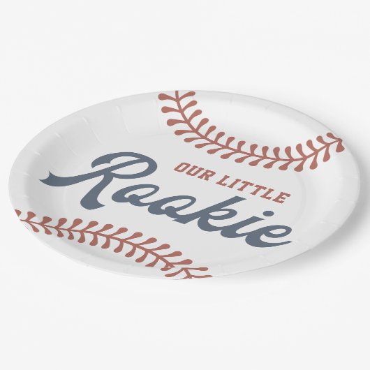 リトルルーキーベースボールボーイズ1歳の誕生日パーティー ペーパープレート (アングル)