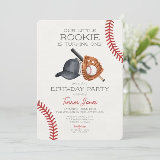 リトルルーキー野球誕生日パーティーの招待状 招待状 (スタンド正面)