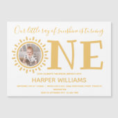 リトルレイオブサンシャインフォトベビーファースト誕生日 マグネット招待状 (正面)