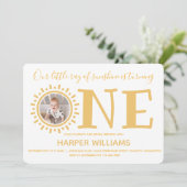 リトルレイオブサンシャインフォトベビーファースト誕生日 招待状 (スタンド正面)