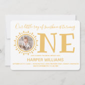 リトルレイオブサンシャインフォトベビーファースト誕生日 招待状 (正面)