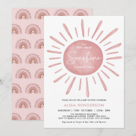 リトルレイオブサンシャインボホピンクサン ベイビーシャワー 招待状