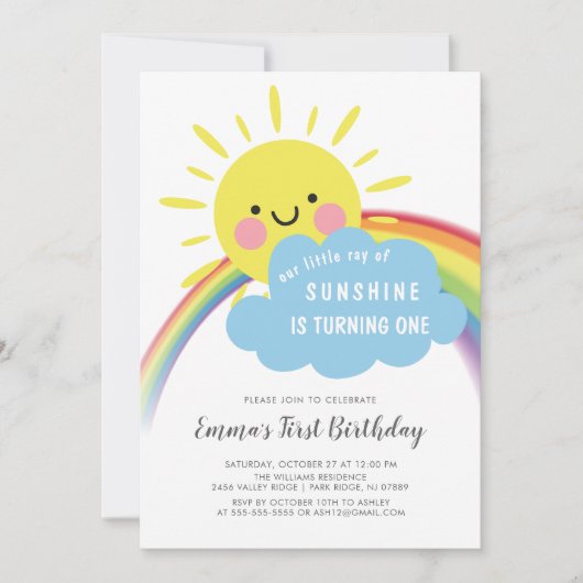 リトルレイオブサンシャイン誕生日招待状 招待状 (正面)