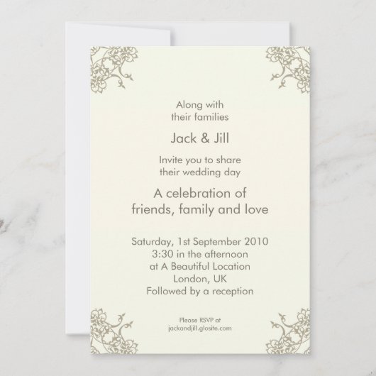 リトルレイシー(クリーム) 5x7 招待状 (正面)