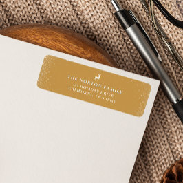 リトルレインディア シンプルスノーフレーク オーチャー クリスマス ラベル