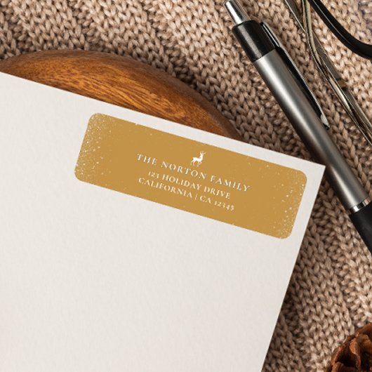 リトルレインディア シンプルスノーフレーク オーチャー クリスマス ラベル