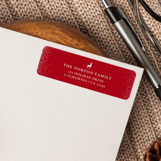 リトルレインディア シンプル スノーフレーク レッド クリスマス ラベル