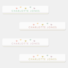 リトルレインボーハートシンプル防水キッズ名 ラベル