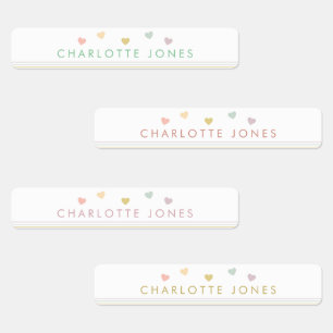リトルレインボーハートシンプル防水キッズ名 ラベル