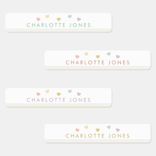 リトルレインボーハートシンプル防水キッズ名 ラベル (グループ)