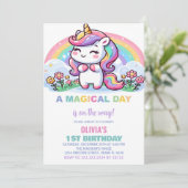 リトルレインボーユニコーン誕生日招待状 招待状 (スタンド正面)