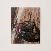 リトルレッドカフェレーサーヴィンテージバイクのポスター ジグソーパズル (縦)