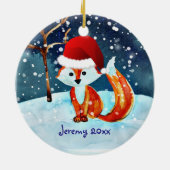 リトルレッドキツネインサンタハット セラミックオーナメント (裏面)