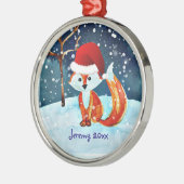リトルレッドキツネインサンタハット メタルオーナメント (左)