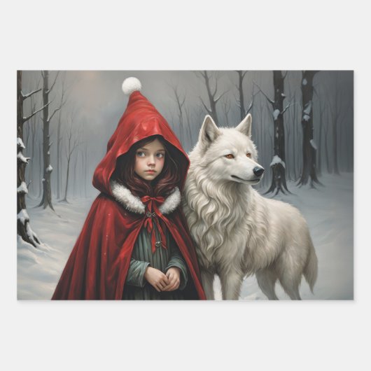 リトルレッドクリスマスギフト ラッピングペーパーシート (正面)