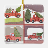 リトルレッドトラックがクリスマスツリーAIを運ぶ セラミックオーナメント (正面)