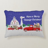 リトルレッドトラックとアンティークホワイトバーン アクセントクッション (正面)