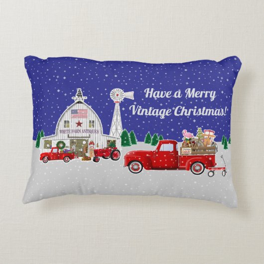 リトルレッドトラックとアンティークホワイトバーン アクセントクッション (裏面)