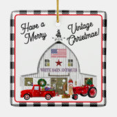 リトルレッドトラックとアンティークホワイトバーン セラミックオーナメント (裏面)