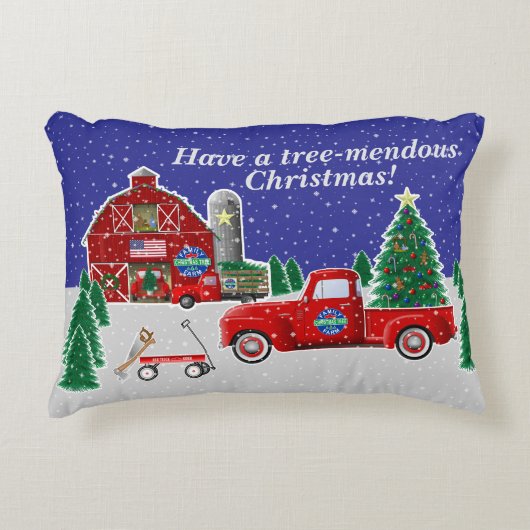 リトルレッドトラッククリスマスツリーファームと納屋 アクセントクッション (正面)