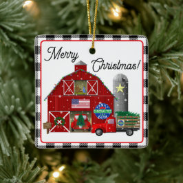 リトルレッドトラッククリスマスツリーファームと納屋 セラミックオーナメント